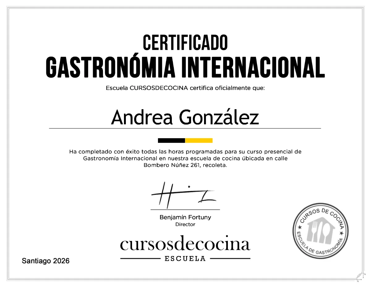 Certificado Cursos de Cocina